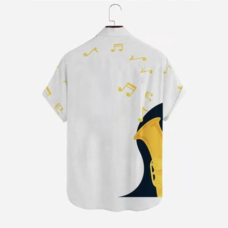 Men's Printed Musical Notation Short Sleeve Shirt