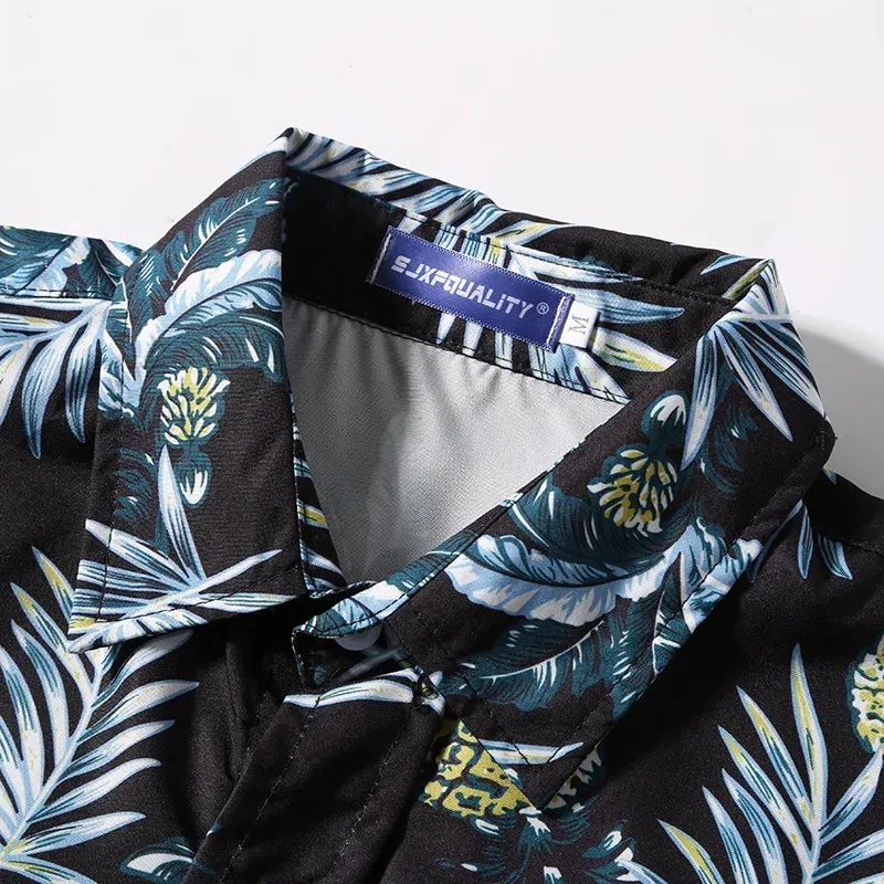 Men's Shirt Short Summer Sleeve Printed Shirt Thin Beach Shirt Men's Clothing Turtle Neck Polo  Shirt for Men Casual Top