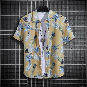 Men's Shirt Short Summer Sleeve Printed Shirt Thin Beach Shirt Men's Clothing Turtle Neck Polo  Shirt for Men Casual Top