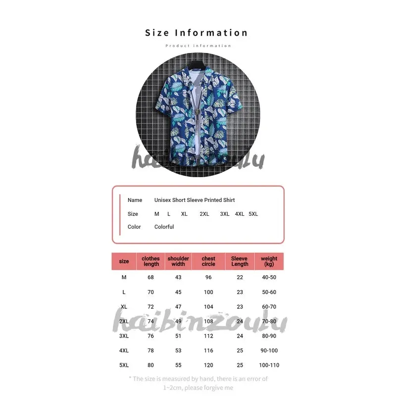 Men's Shirt Short Summer Sleeve Printed Shirt Thin Beach Shirt Men's Clothing Turtle Neck Polo  Shirt for Men Casual Top