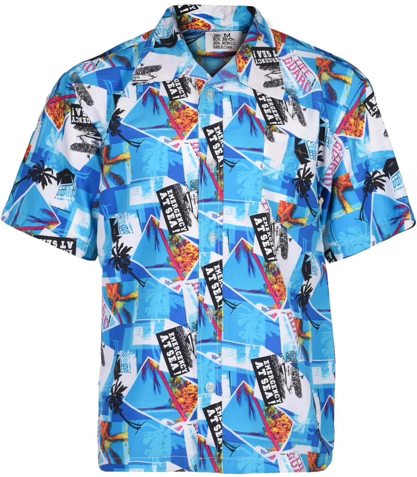 Mens Sky Blue Hawaiian Shirt