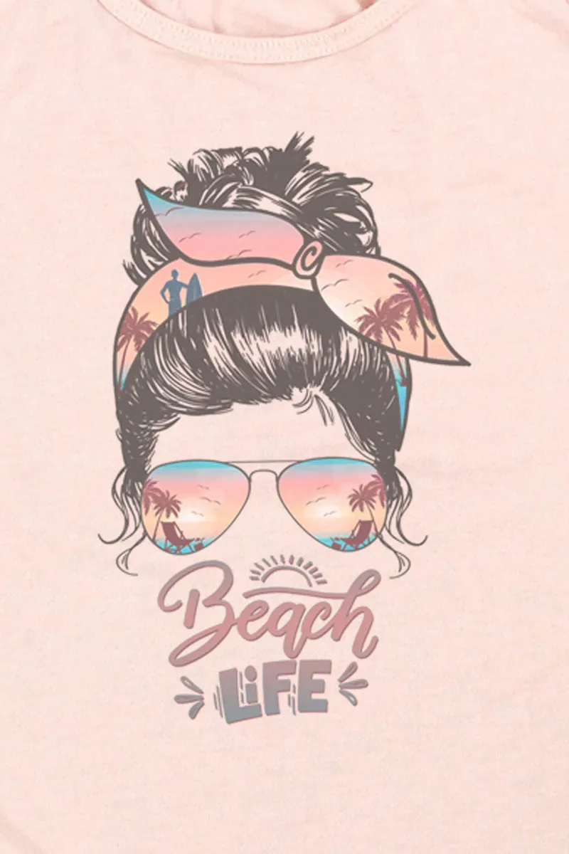 Messy Bun Beach Life Flowy Racerback Tank
