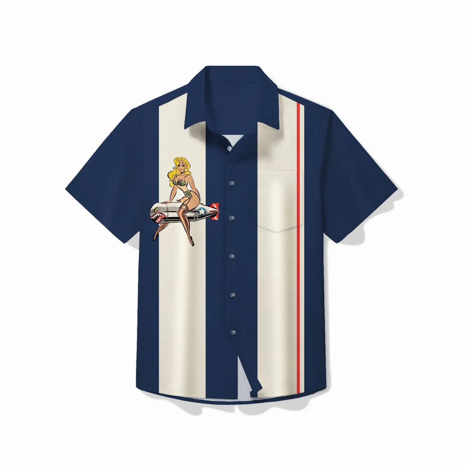 Missile Girls Printed Casual Short Sleeve Shirt