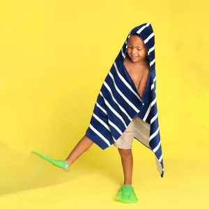 Navy Dandy Stripe Hooded Towel