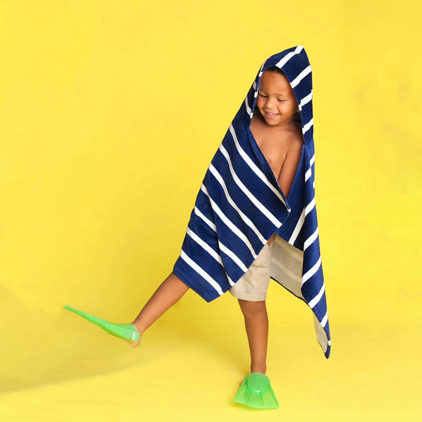 Navy Dandy Stripe Hooded Towel
