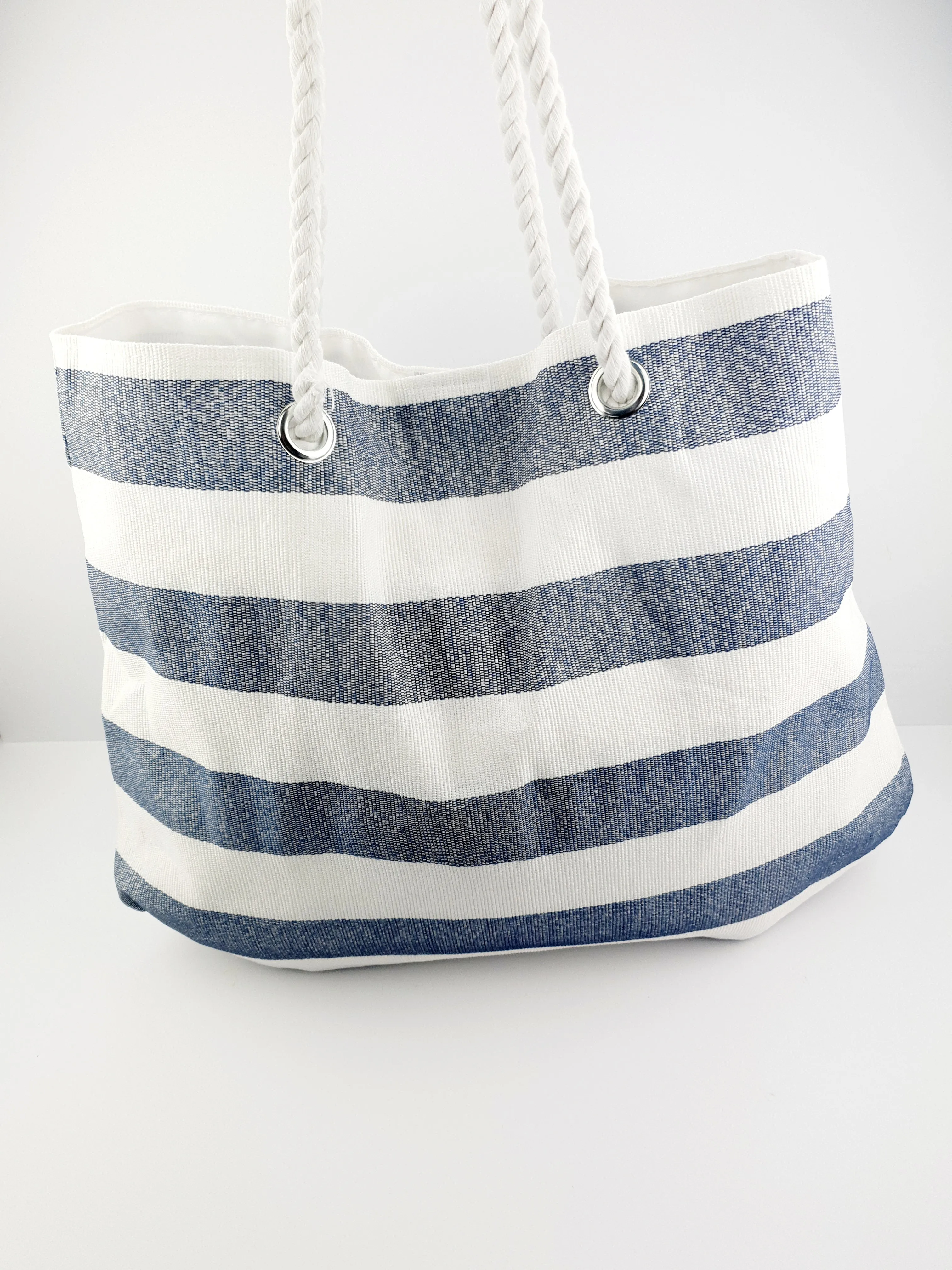 Navy/White Beach Bag