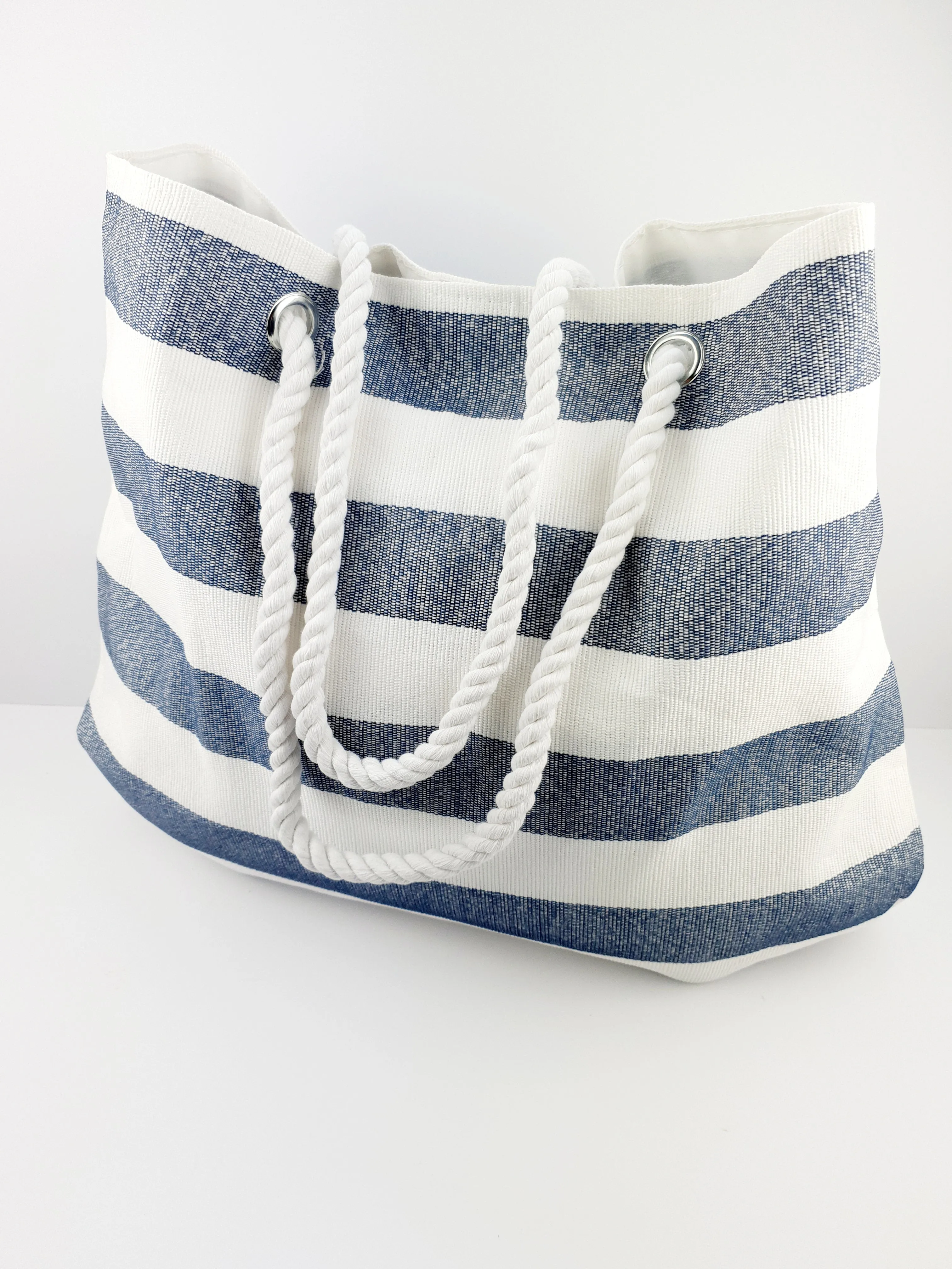 Navy/White Beach Bag