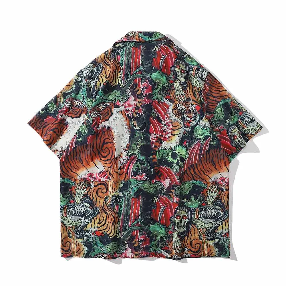 Neo Brawler Tiger Skeleton Hawaiian Beach Shirt