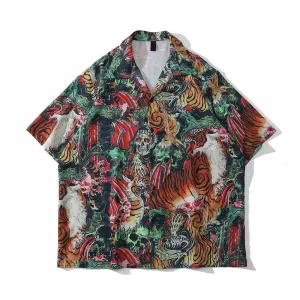 Neo Brawler Tiger Skeleton Hawaiian Beach Shirt