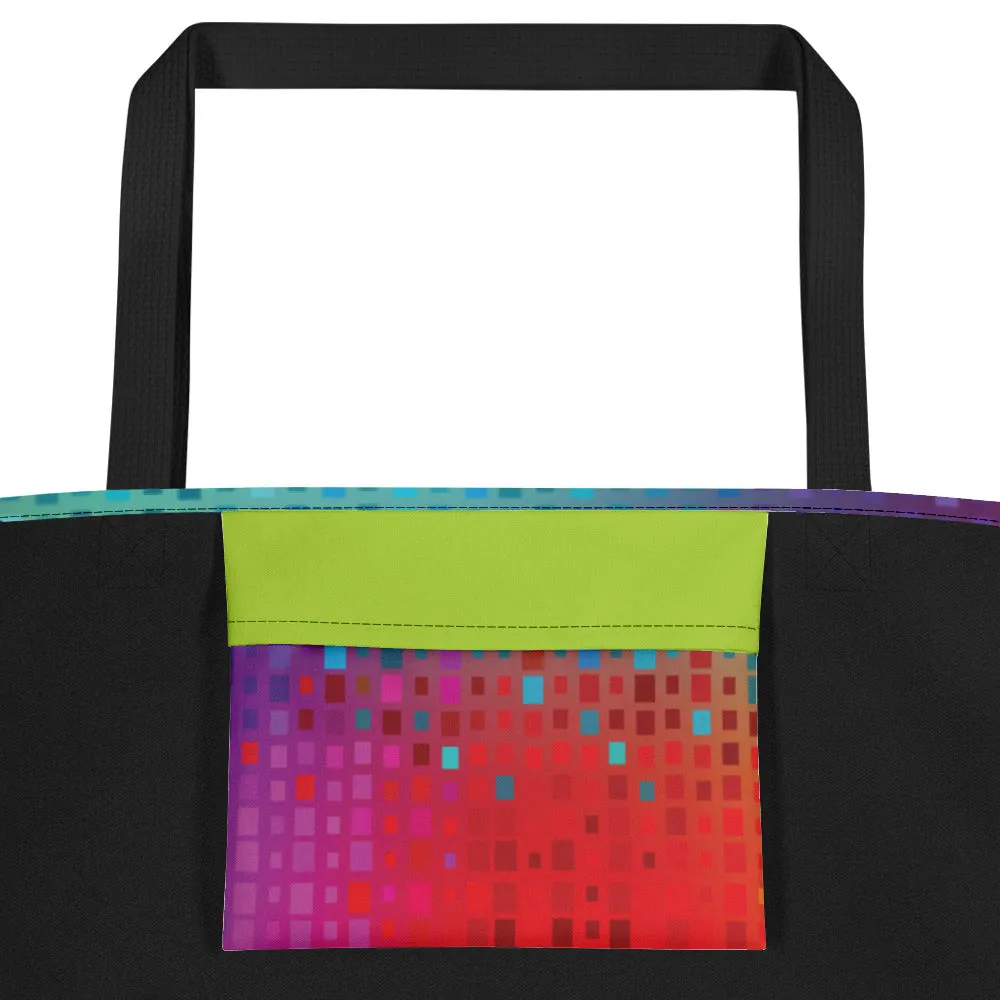 Neon Birds in Flight - Beach Bag