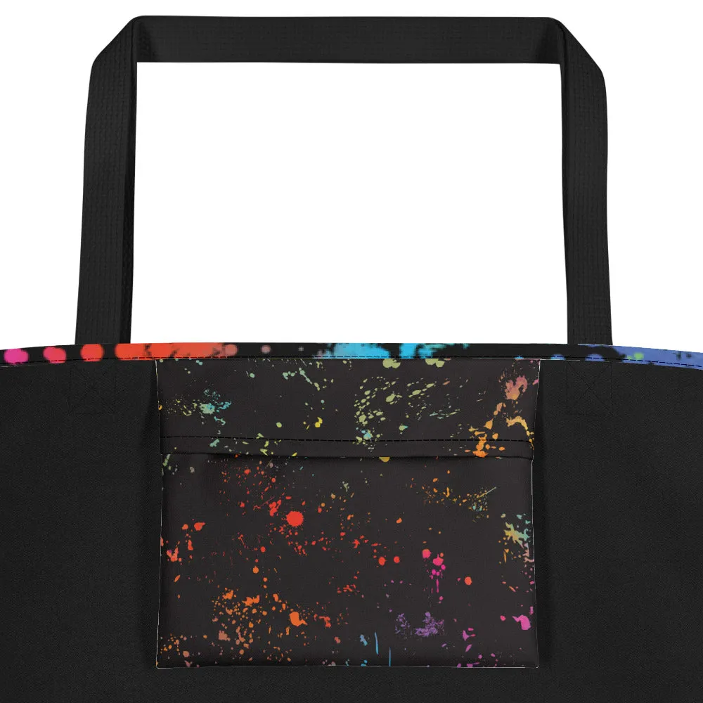 Neon Paint Splotches - Beach Bag