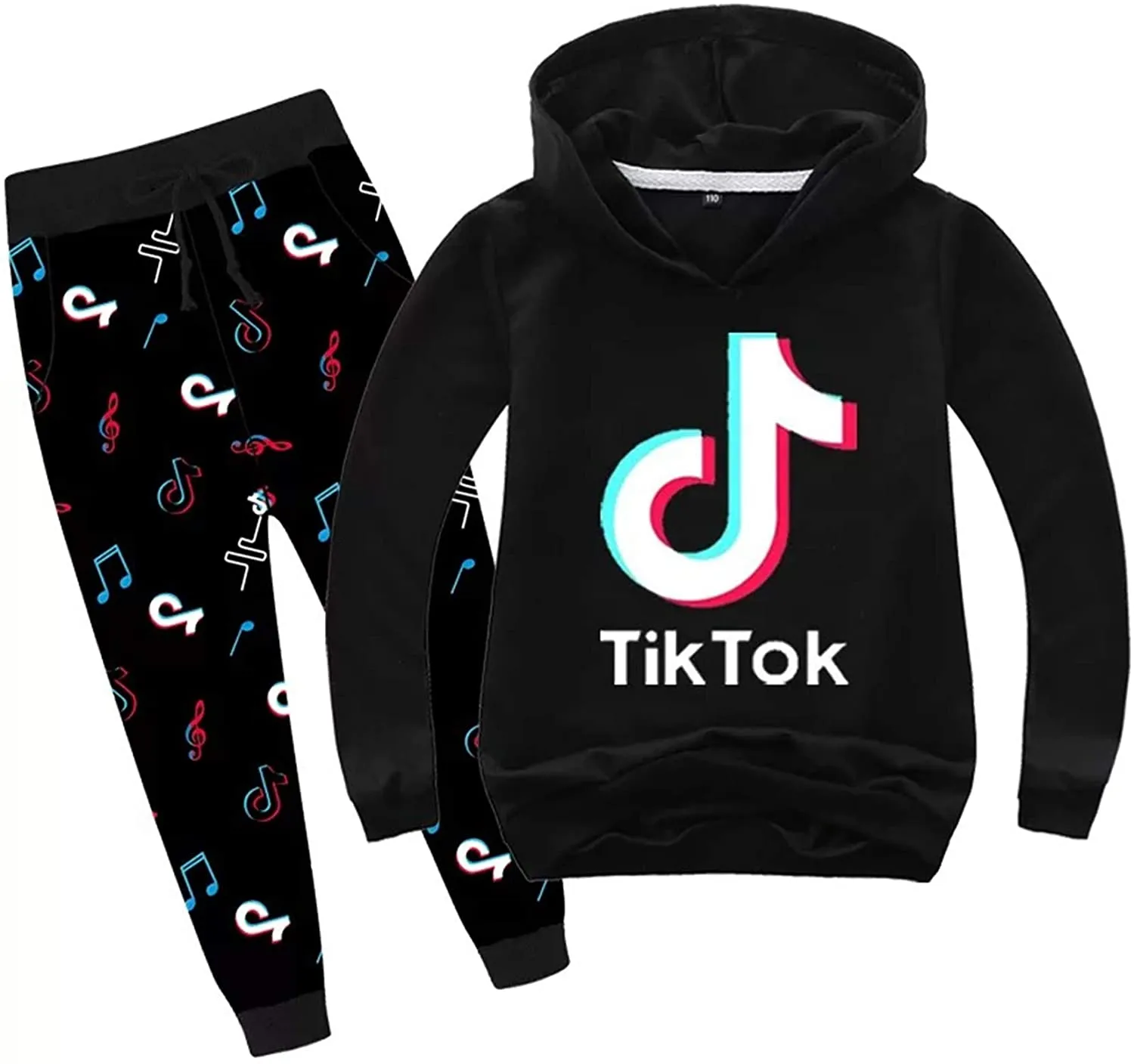 New Boys Girls TIK Tok Pull Over Long Sleeve Hoodie and Sweatpant Set, Sz 8-10