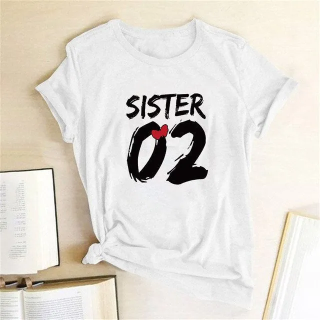 Number 01 02 Print Best Friend T-shirt