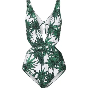 One Piece Strappy biquini High Waist Women cut Bamboo bikiniFemale Bathing Suits Monokini S61A432R