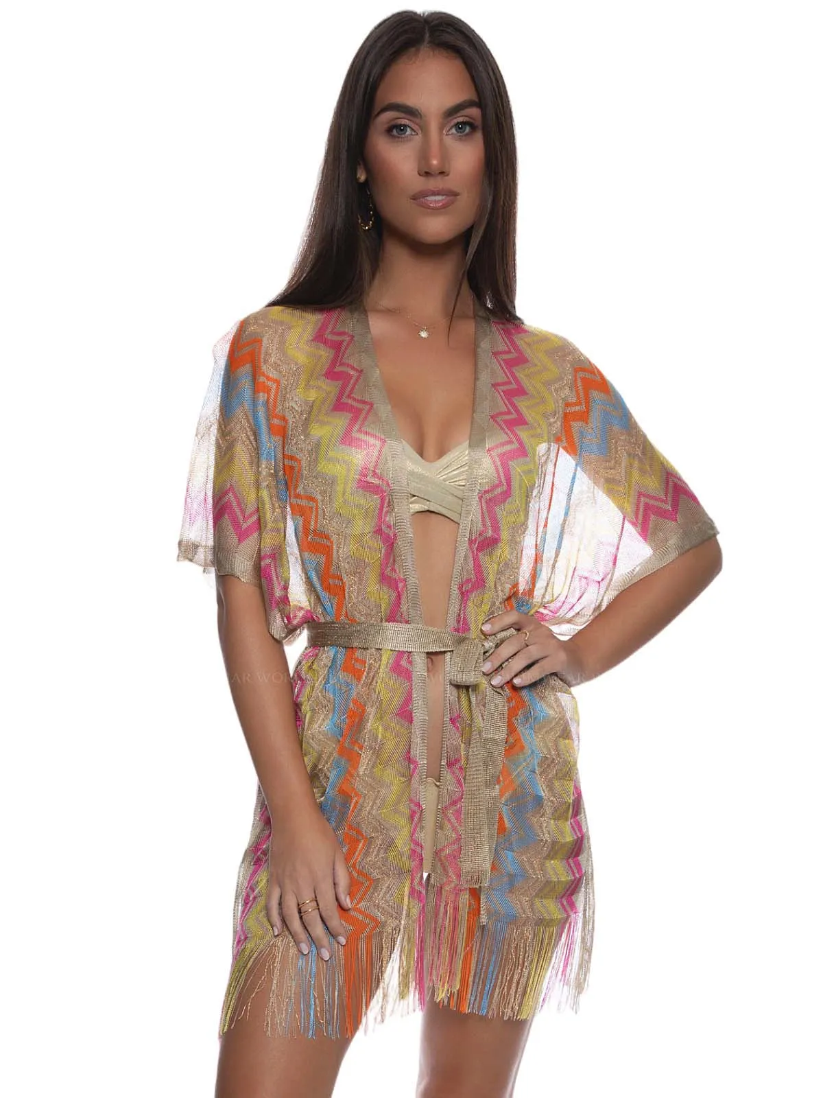 Open Front Tie Short Poncho