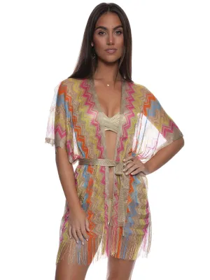 Open Front Tie Short Poncho