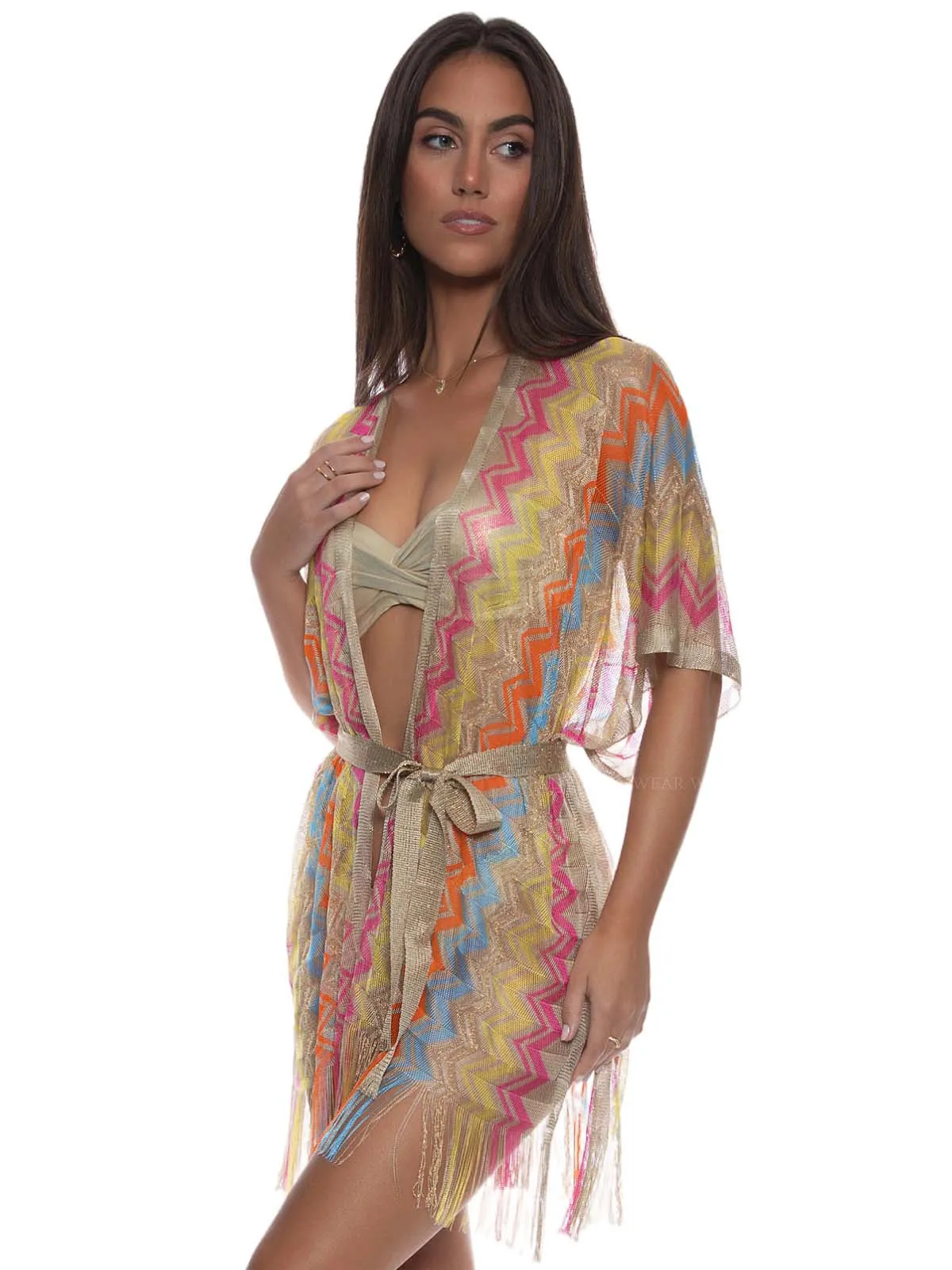Open Front Tie Short Poncho