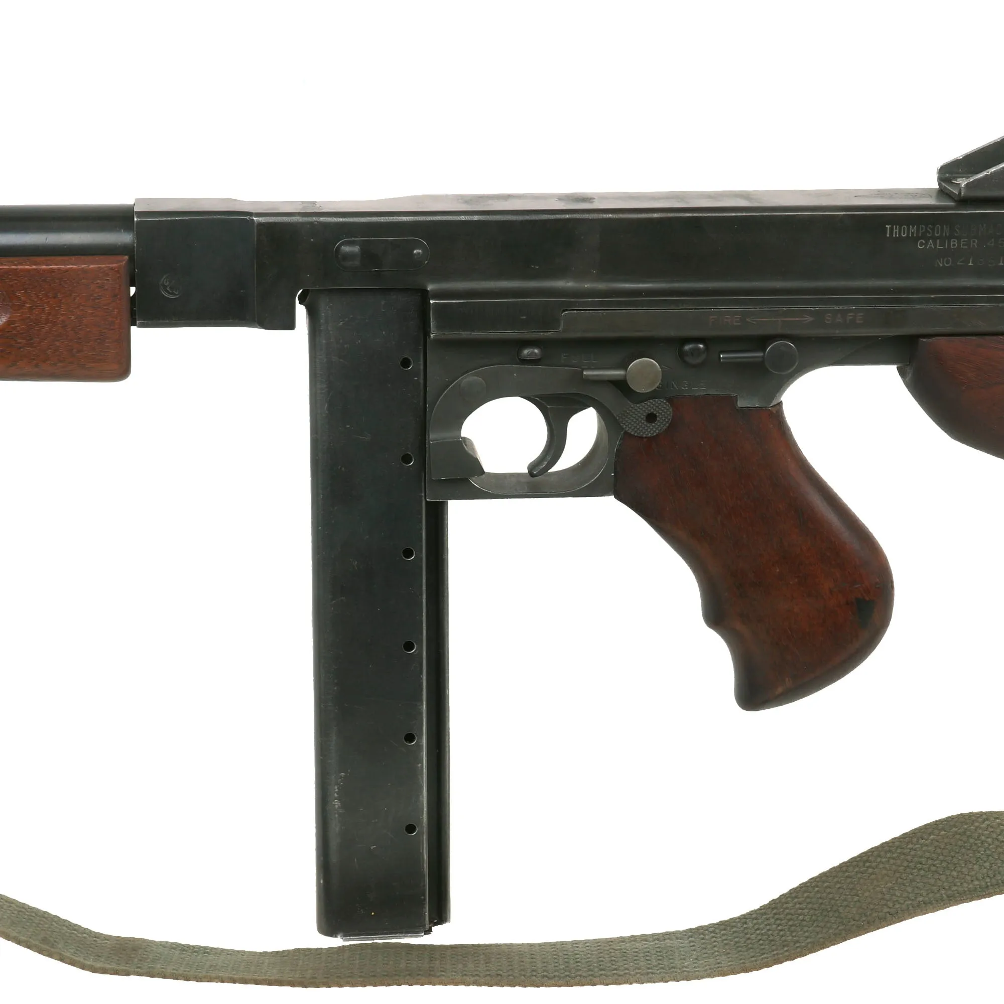 Original U.S. WWII Thompson M1 Display Submachine Gun by Auto Ordnance Serial NO. 218512 with Sling - Original WWII Parts
