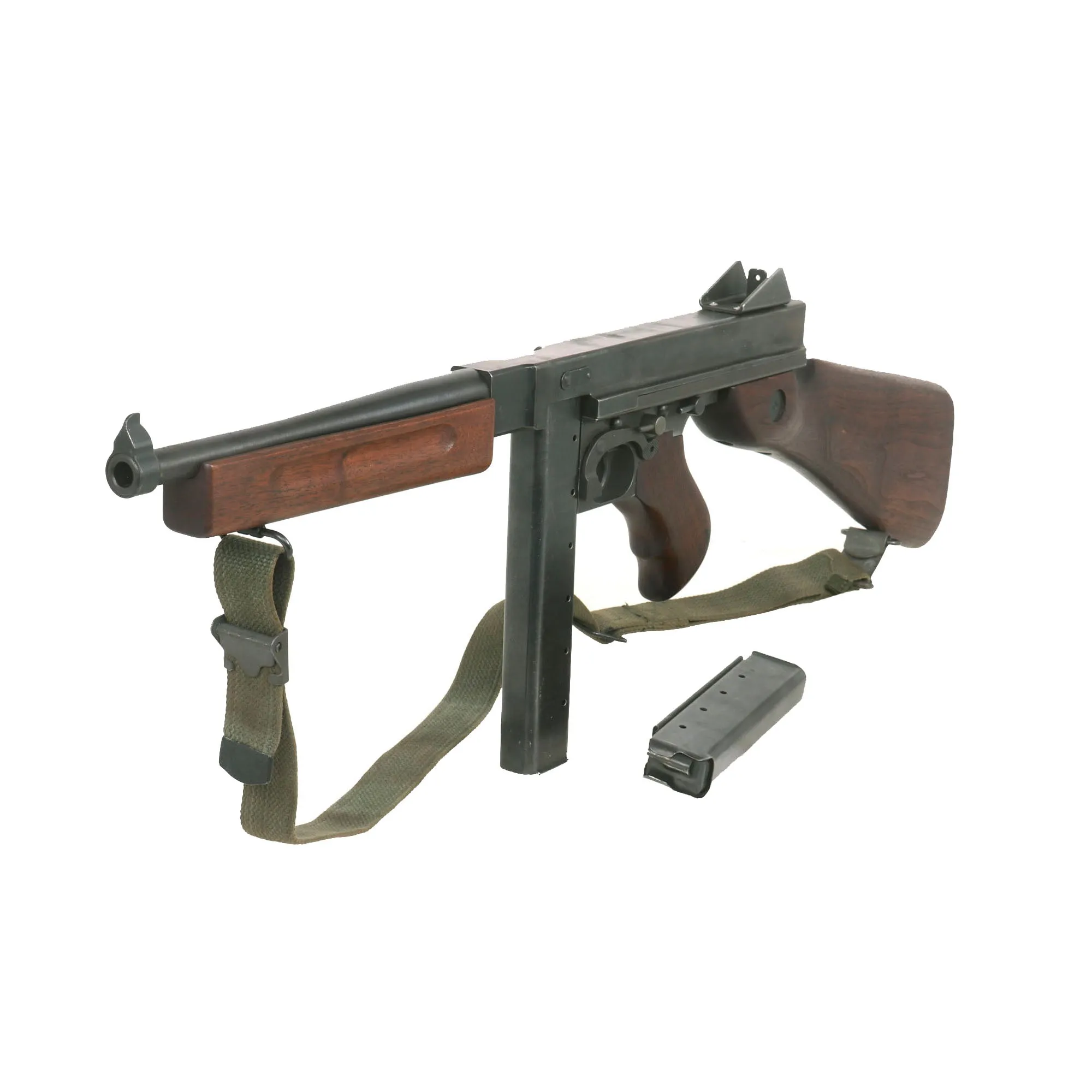 Original U.S. WWII Thompson M1 Display Submachine Gun by Auto Ordnance Serial NO. 218512 with Sling - Original WWII Parts