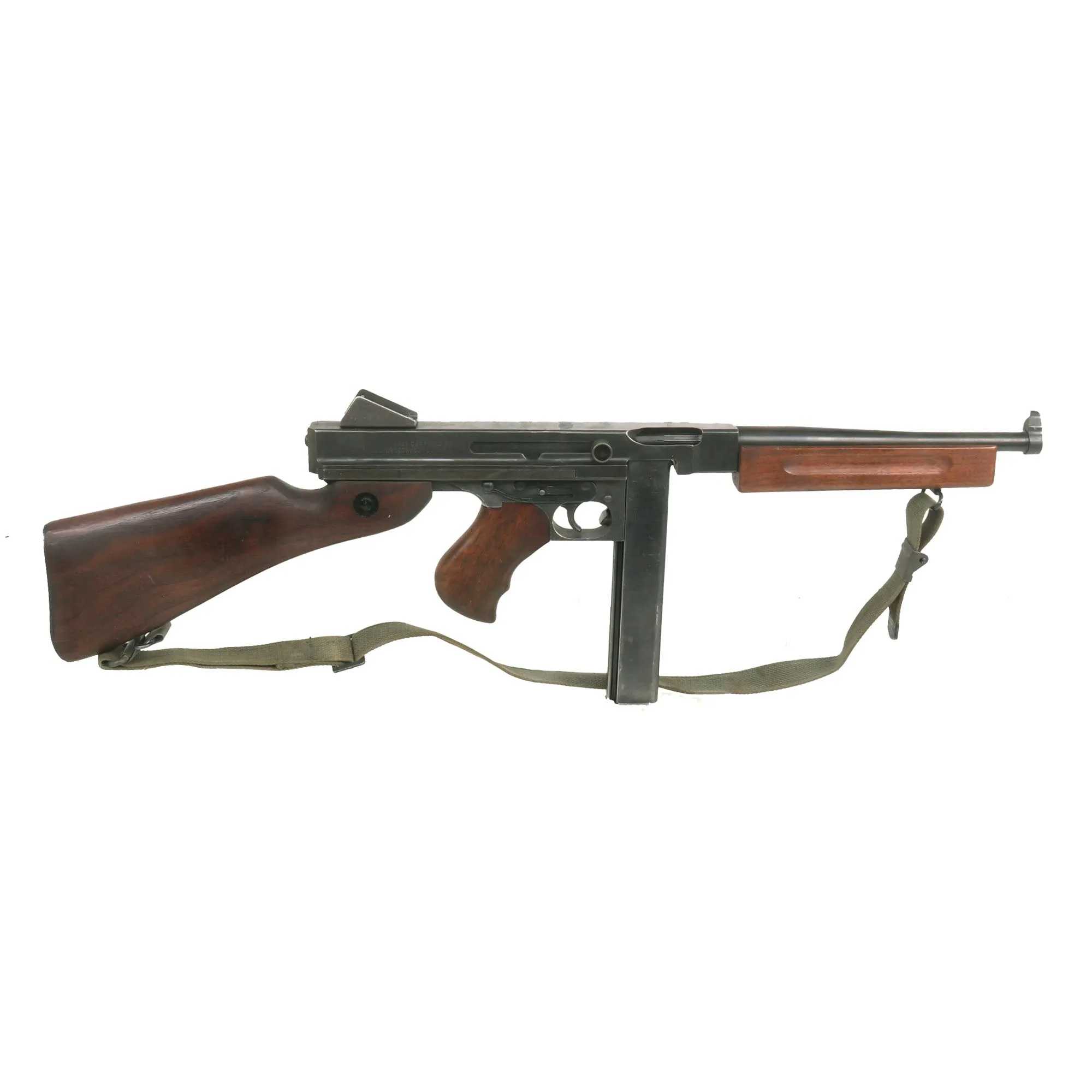 Original U.S. WWII Thompson M1 Display Submachine Gun by Auto Ordnance Serial NO. 218512 with Sling - Original WWII Parts