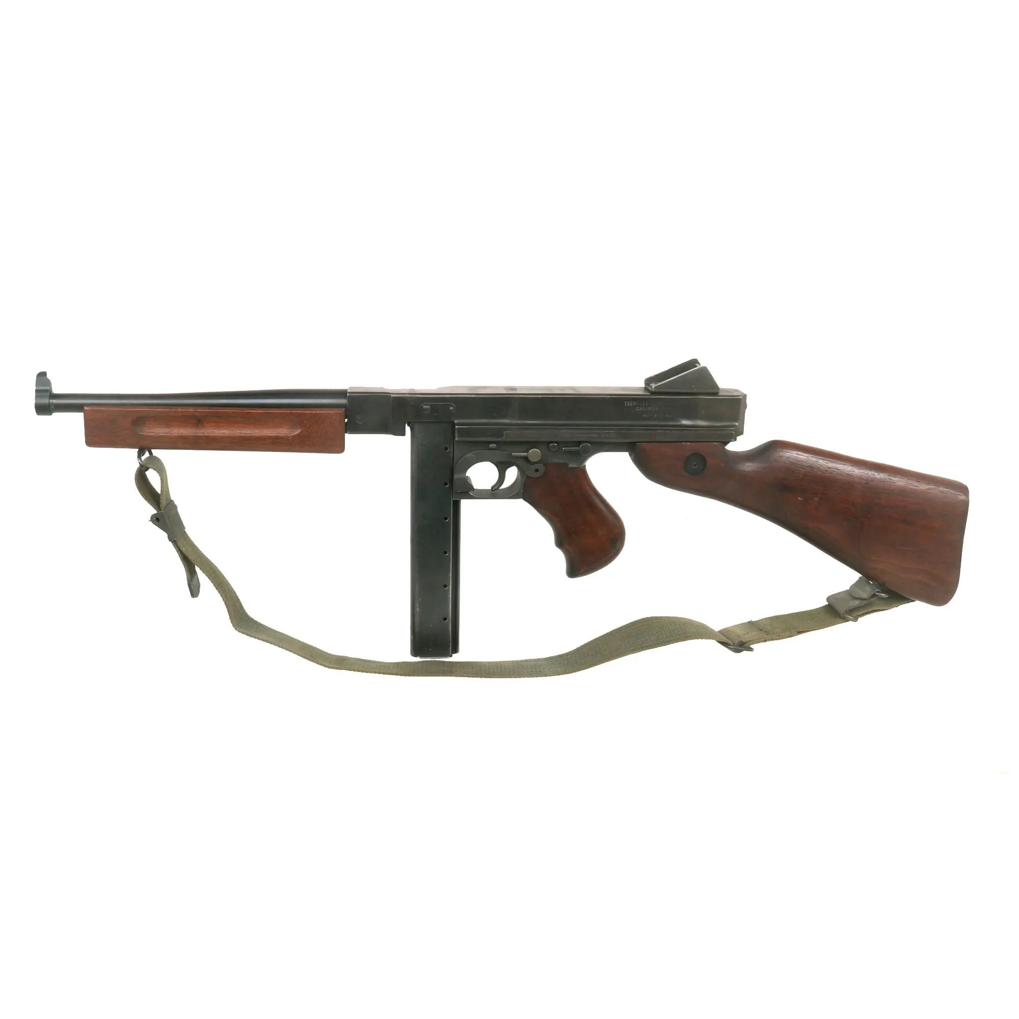 Original U.S. WWII Thompson M1 Display Submachine Gun by Auto Ordnance Serial NO. 218512 with Sling - Original WWII Parts