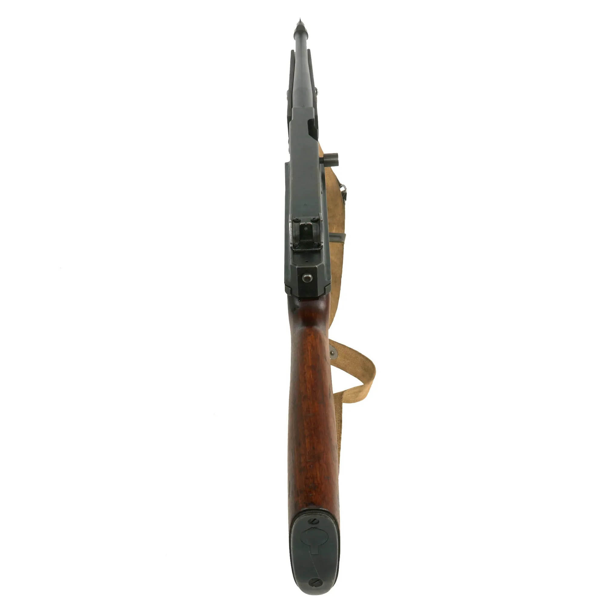 Original U.S. WWII Thompson M1A1 Display Submachine Gun Serial 365992 with NOBUCKL Sling & Magazine - Original WWII Parts
