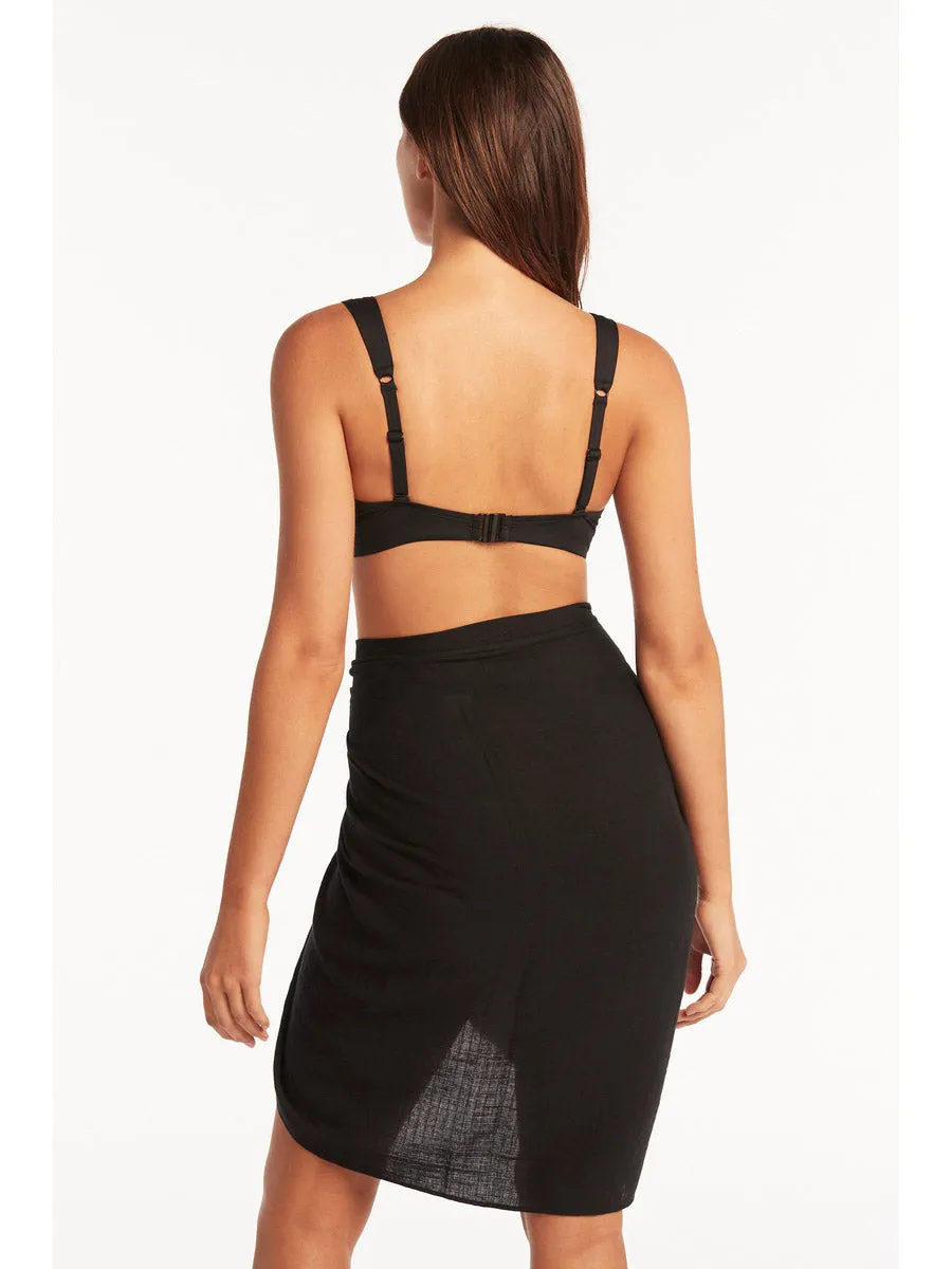 Overswim Frayed Sarong in Black
