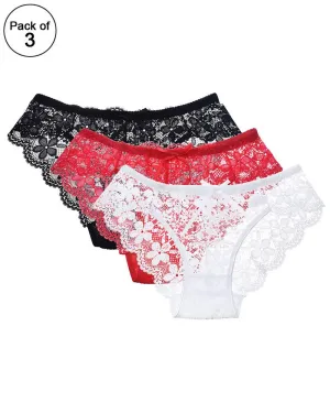 Pack of 3 - Sexy Summer Soft Cotton Net Panty For Ladies