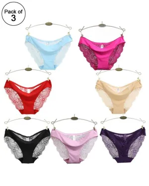 Pack of 3 - Sexy Summer Soft Cotton Net Panty For Ladies