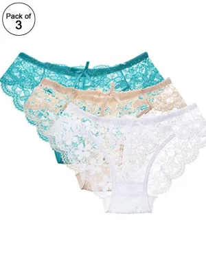 Pack of 3 - Sexy Summer Soft Cotton Net Panty For Ladies