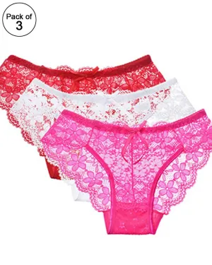 Pack of 3 - Sexy Summer Soft Cotton Net Panty For Ladies