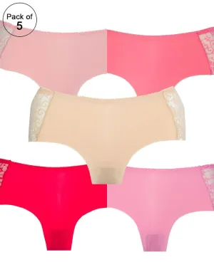 Pack of 5 - Embroidered Cotton Net Panty For Women