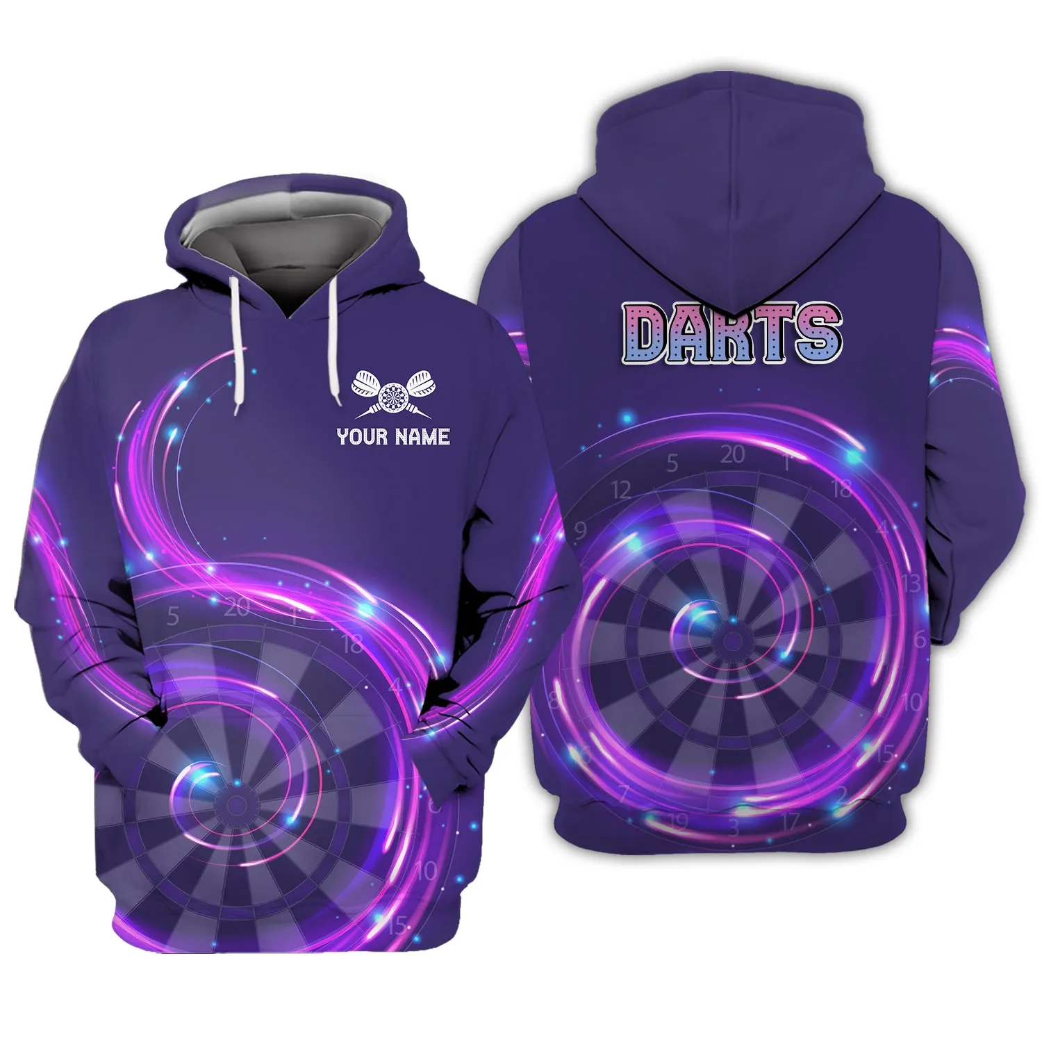 Personalized Name Darts Purple 3D Printed Shirts