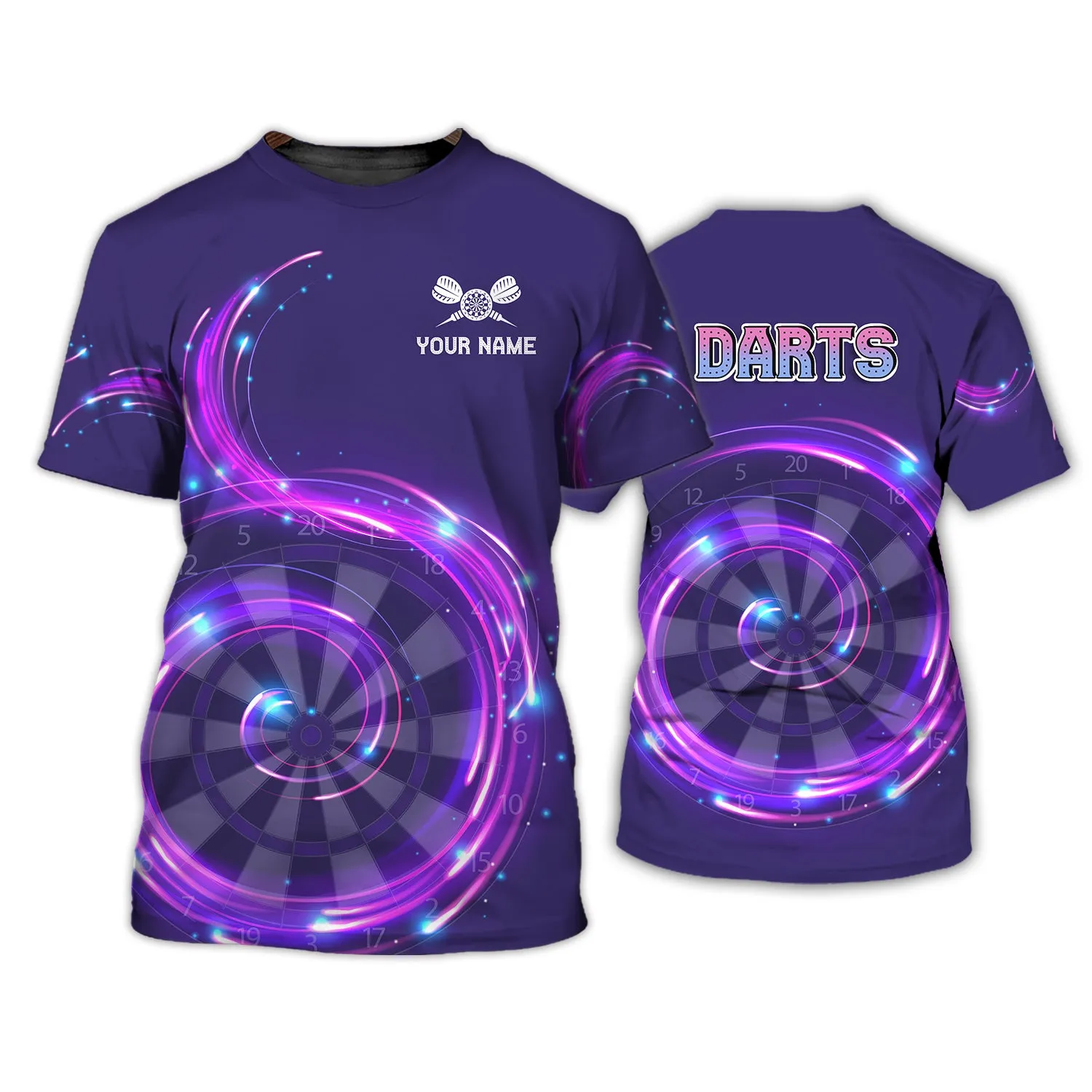 Personalized Name Darts Purple 3D Printed Shirts