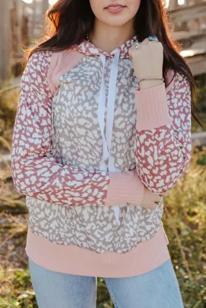 Pink Leopard Long Sleeve Hooded Sweatshirt