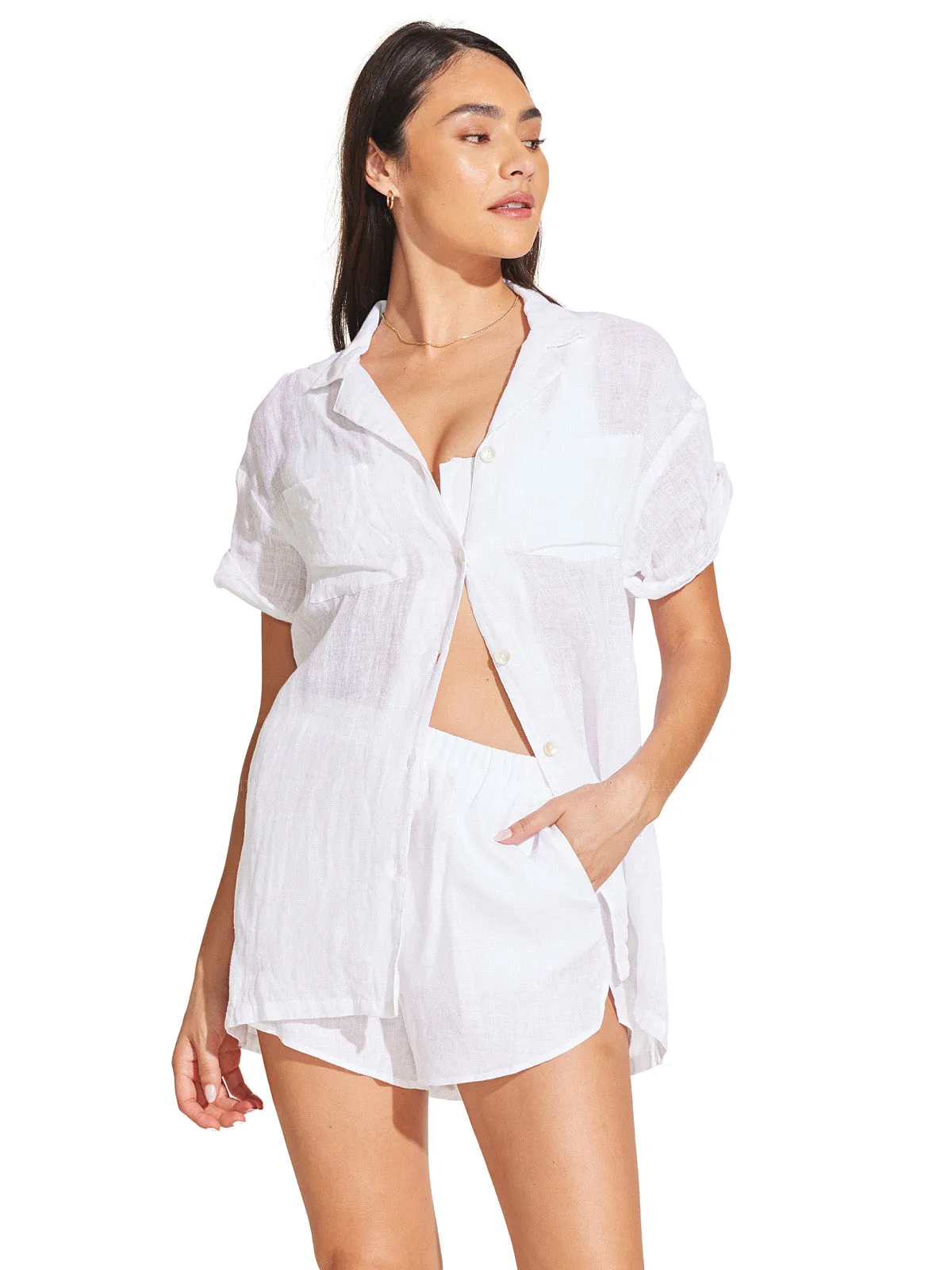 Playa Pocket Blouse-Tallows Short ::RET