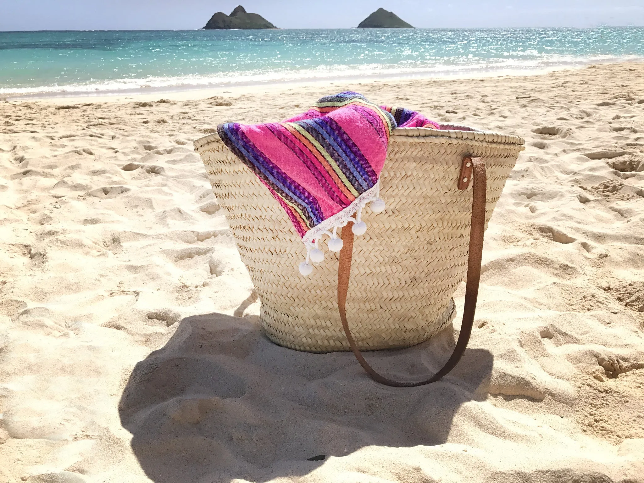 Pom Pom Beach Towel Thin Stripes