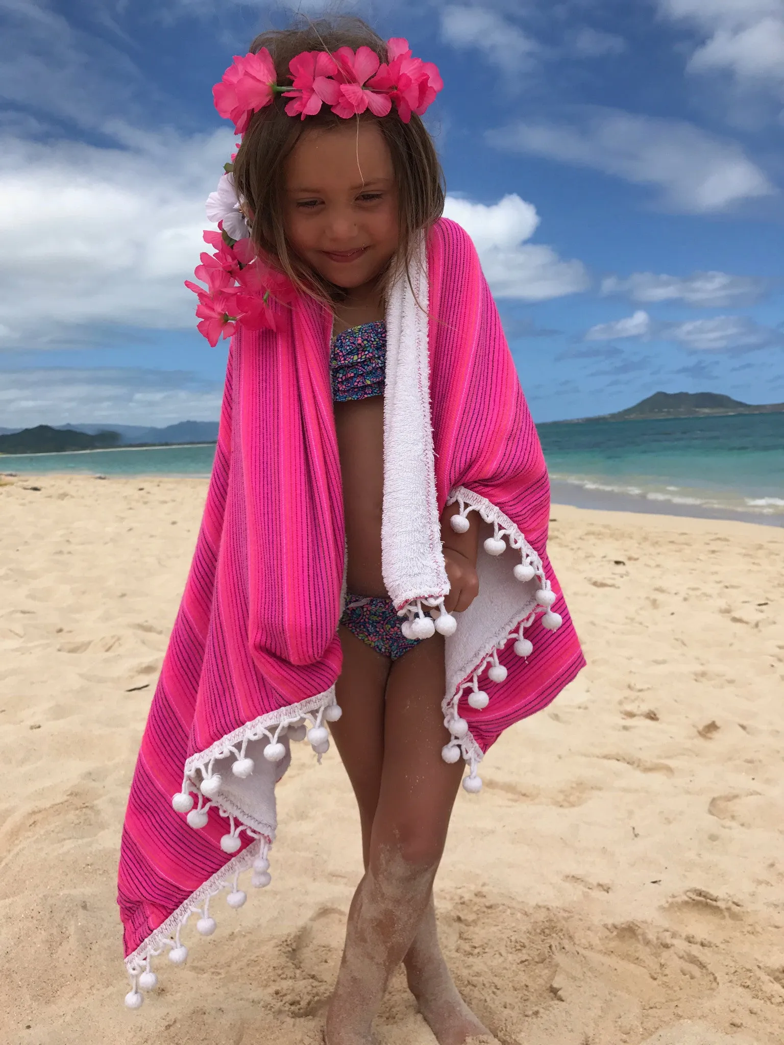 Pom Pom Beach Towel Thin Stripes