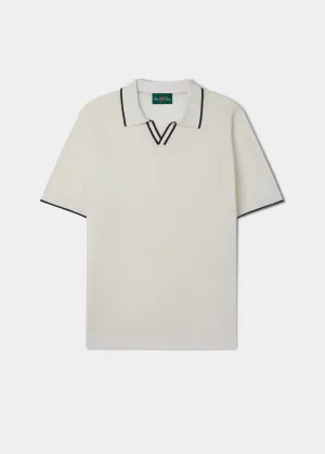 Portloe Short Sleeve Open Placket Shirt In Ecru