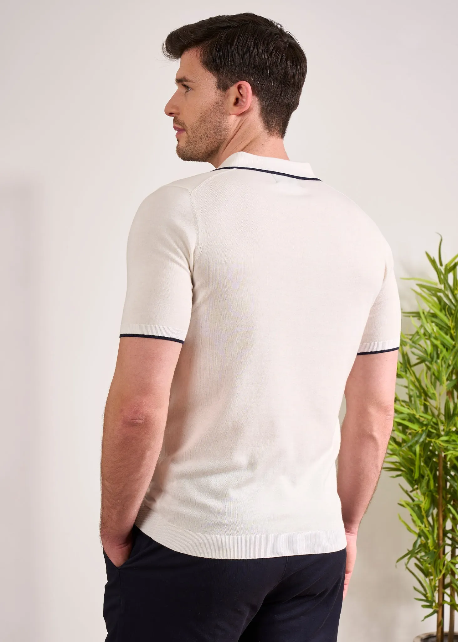 Portloe Short Sleeve Open Placket Shirt In Ecru