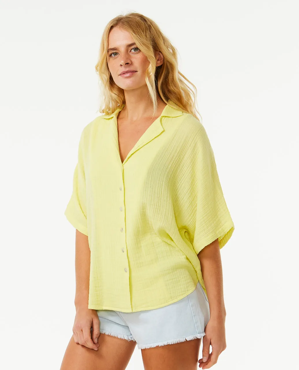 PREMIUM SURF SHORT SLEEVE SHIRT - BRIGHT YELLOW