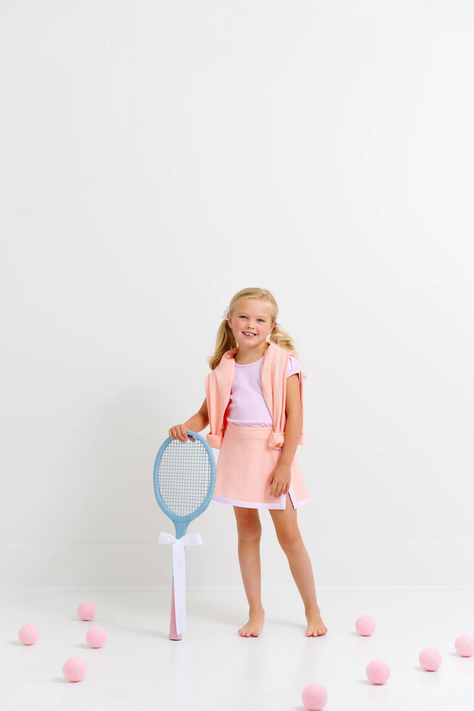 Prepletic™ Samantha Skort - Pompano Peach with Palm Beach Pink Stripe & Palm Beach Pink Stork