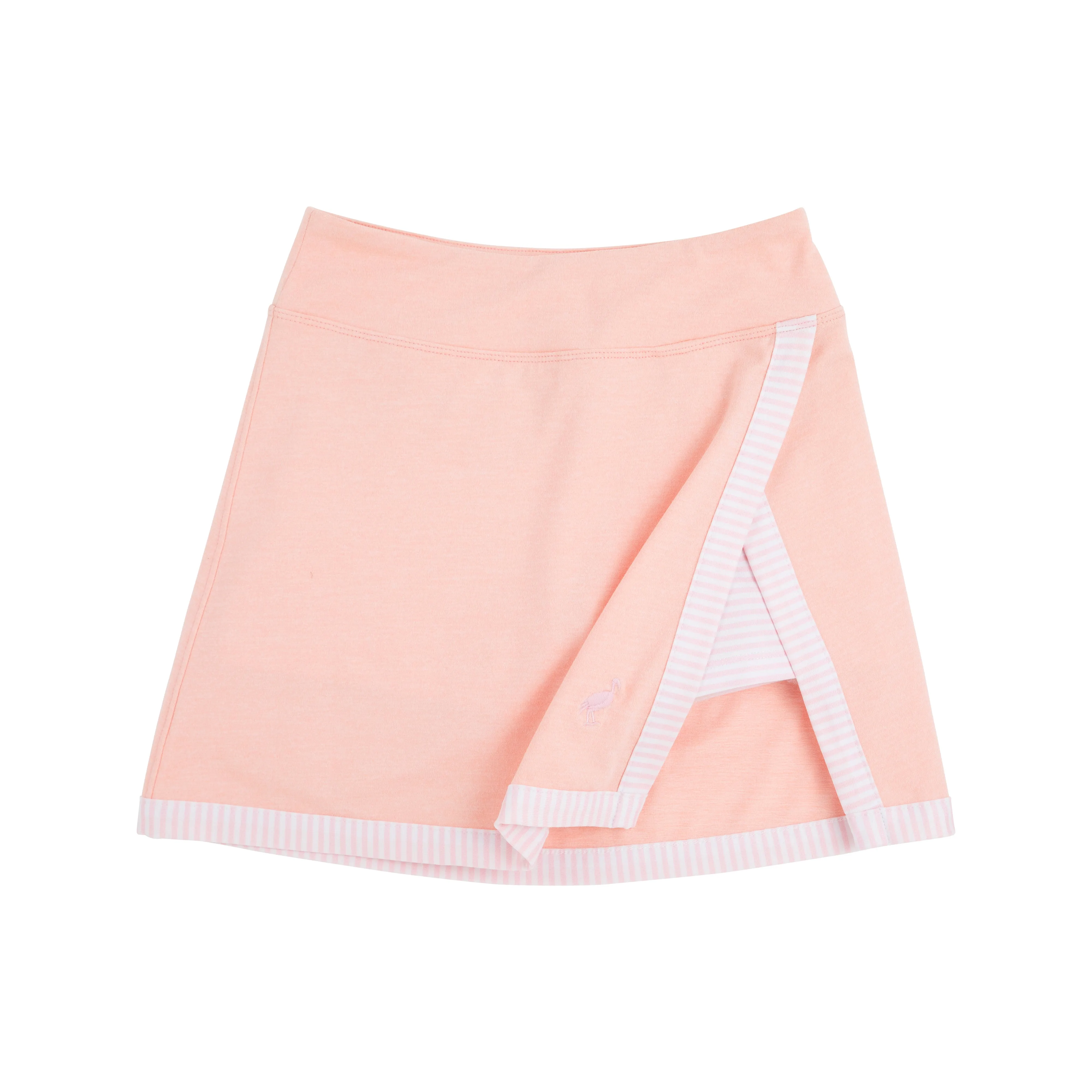 Prepletic™ Samantha Skort - Pompano Peach with Palm Beach Pink Stripe & Palm Beach Pink Stork