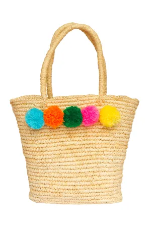Raffia Beach Straw Basket Tote