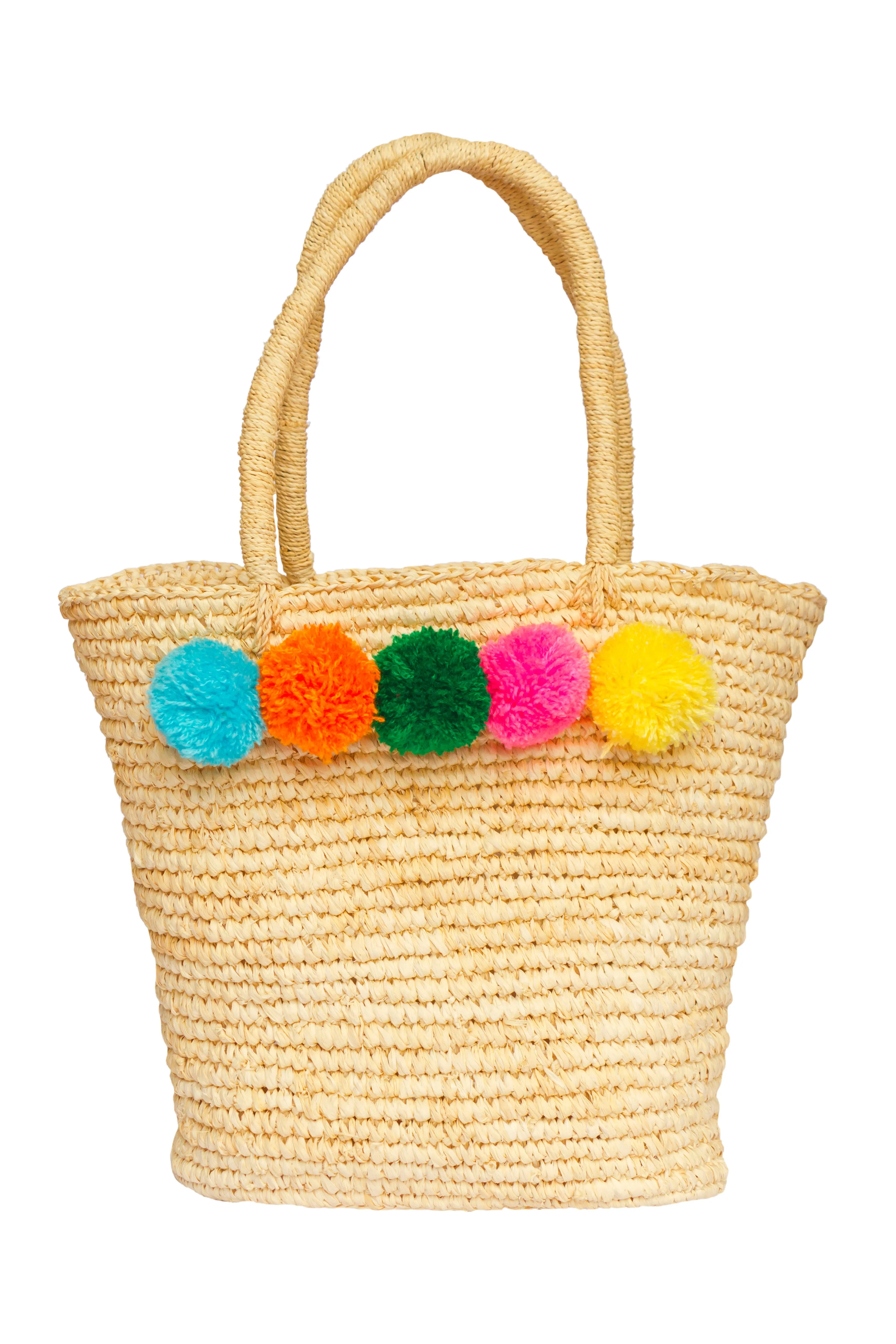Raffia Beach Straw Basket Tote