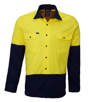 Ritemate Hi Vis Vented Open Front Light Weight Long Sleeve Shirt