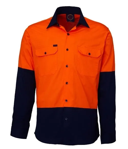Ritemate Hi Vis Vented Open Front Light Weight Long Sleeve Shirt