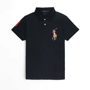 RL C Pony Black Polo Shirt