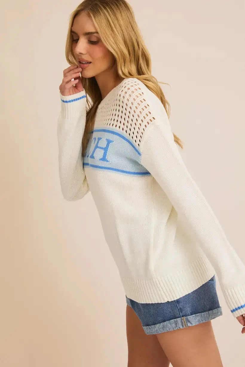 ROUND NECK LONG SLEEVE BEACH SWEATER