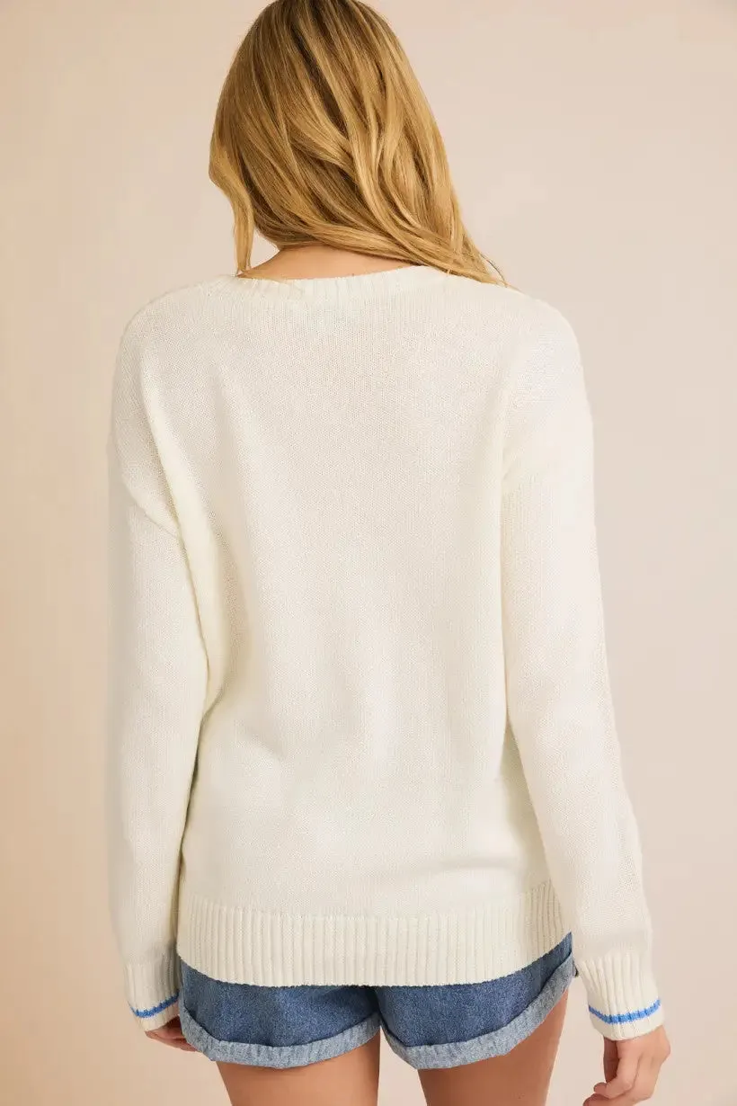 ROUND NECK LONG SLEEVE BEACH SWEATER